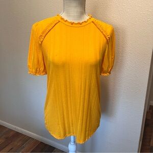 Loft Outlet - Women's Yellow Ruffle Sleeve Top - Size XS